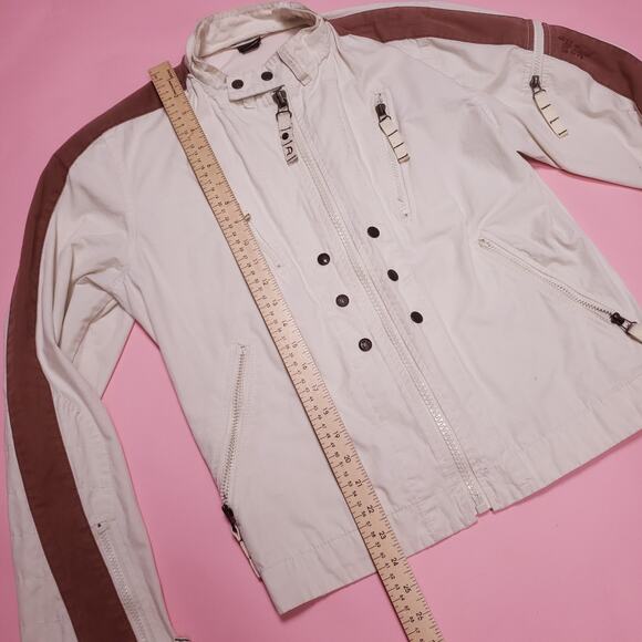 Vtg Diesel 90s white/ brown lightwght Mens racer jacket - Picture 7 of 8